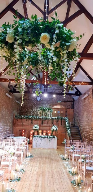 Floral hoops with green and white flowers