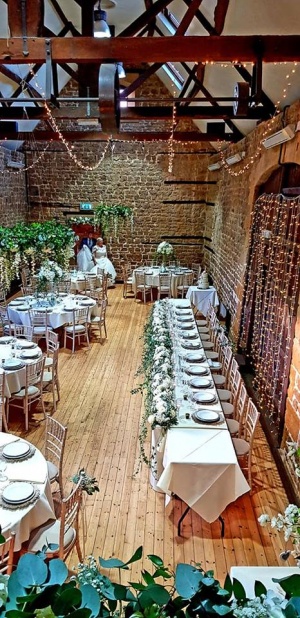 Cotswolds barn set up for a wedding