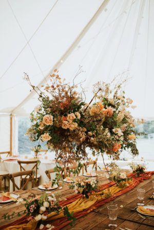 marquee wedding hanging flowers