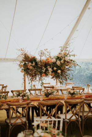 hanging flower cloud marquee wedding