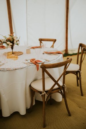 round boho table in marquee