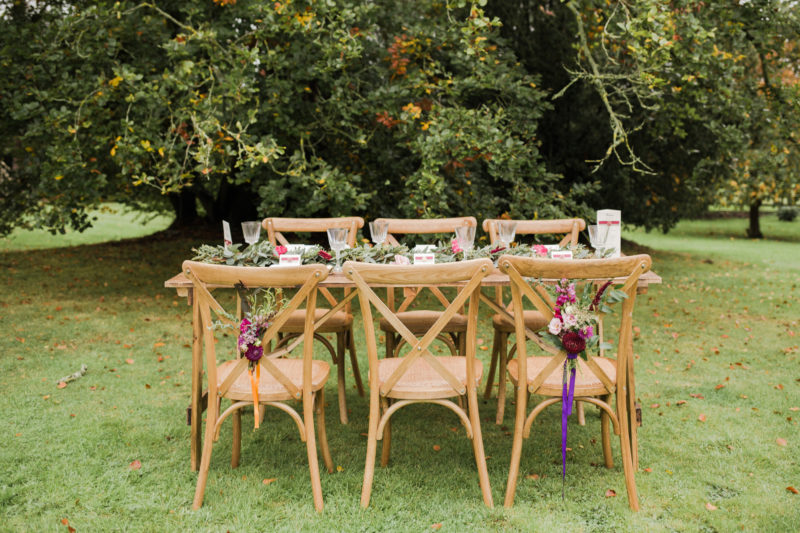 Outdoors wedding table set up