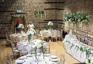 bride in a wedding barn