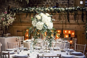 white and green centre pieces