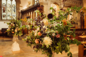 Floral display wedding in Church in England