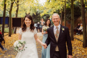 Bride and Father walking to the Church in Stratford