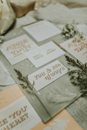 Wedding stationery boho modern